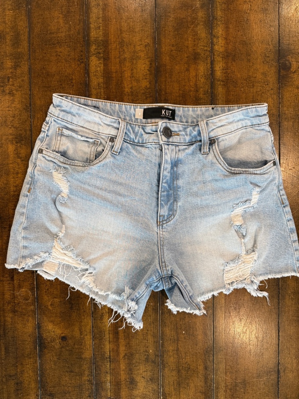 Kut from the Kloth Light Wash Distressed Denim Cutoff Shorts